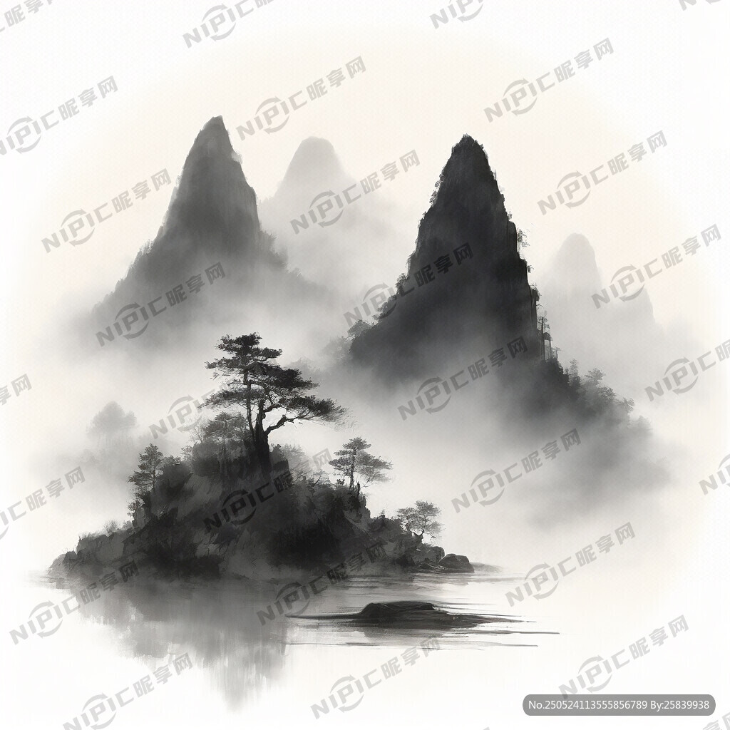山谷 中国风 中国画 山水