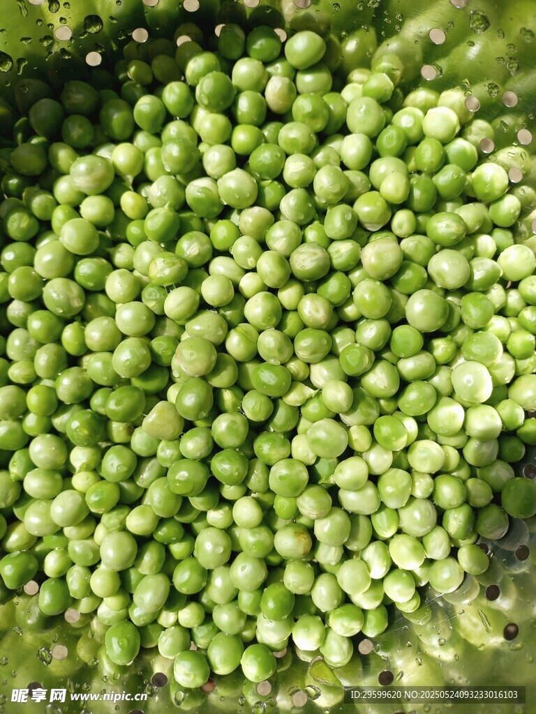 饱满鲜嫩的青豌豆粒