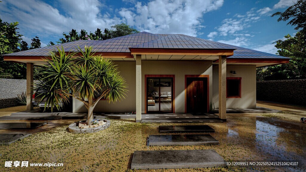 乡村小屋外观景致