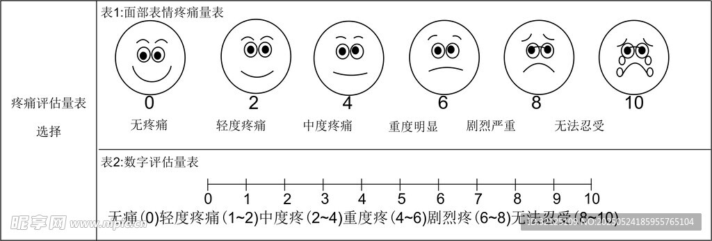 面部表情疼痛量表矢量图
