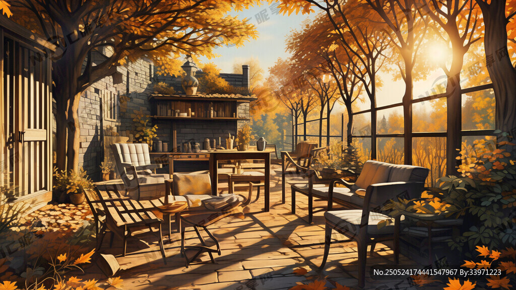 秋日阳光小院图片 不带家具