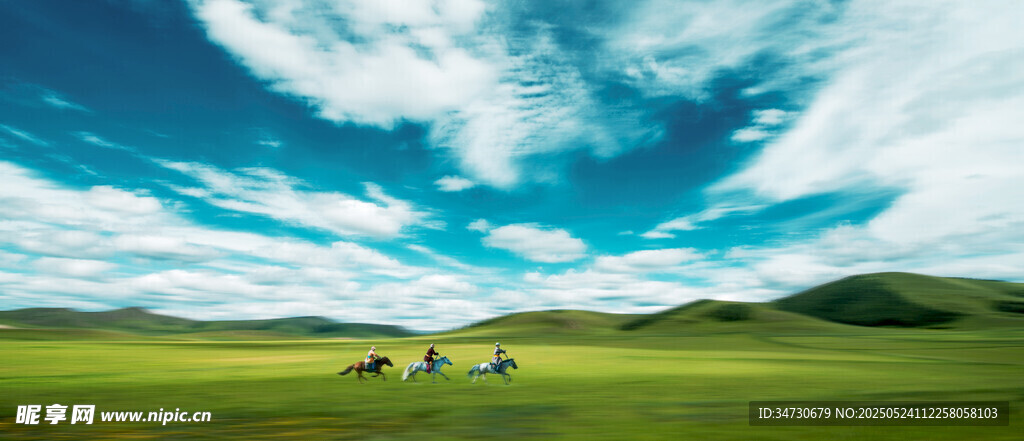 草原风光 悠然骑马场景