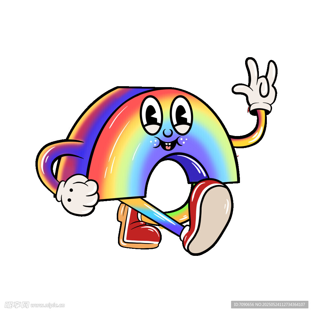 彩虹字母角色俏皮奔跑