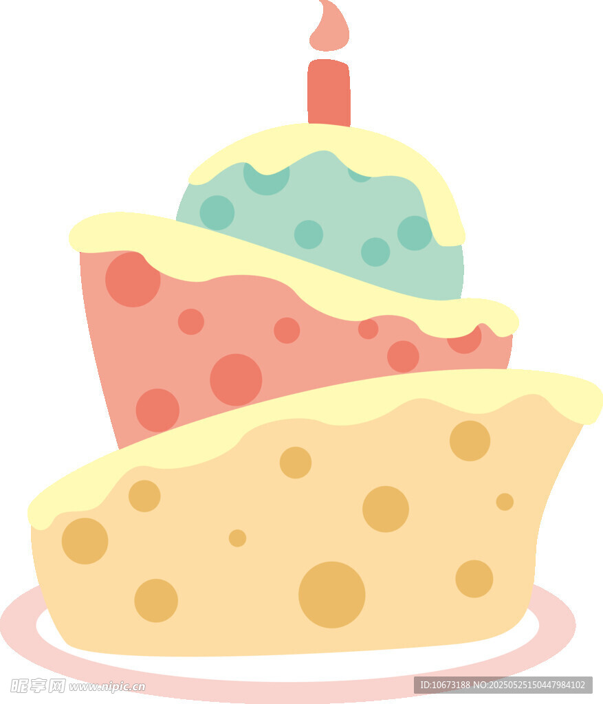 三层生日蛋糕插画