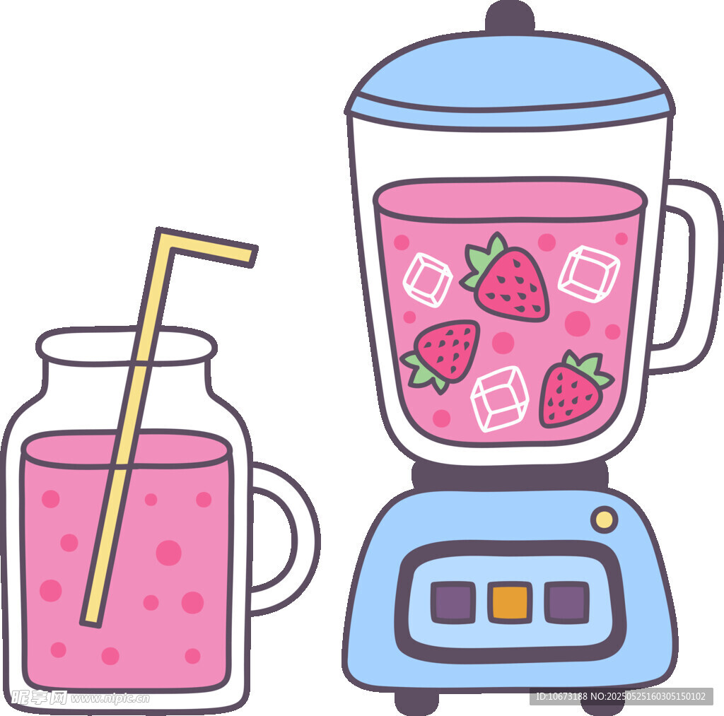 草莓奶昔搅拌机与玻璃杯