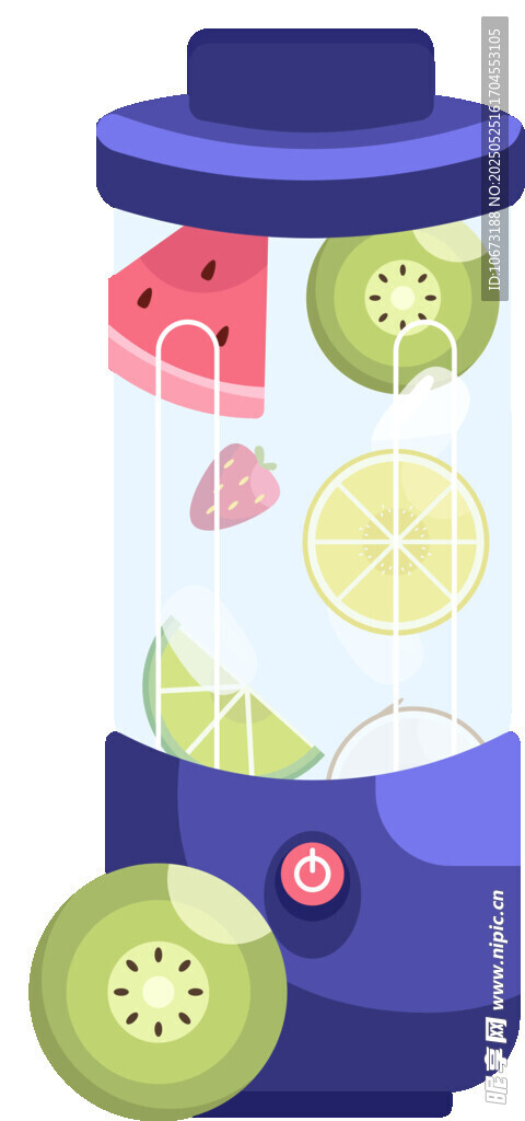 清新水果气泡饮插画