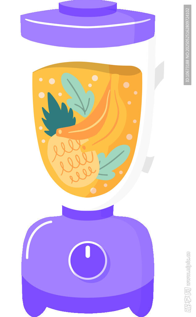 紫色榨汁机中的果蔬食材