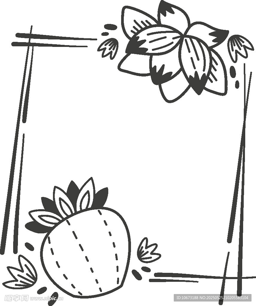 草莓花卉边框插画