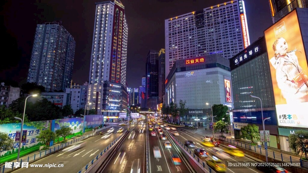 都市夜景繁华交通景象
