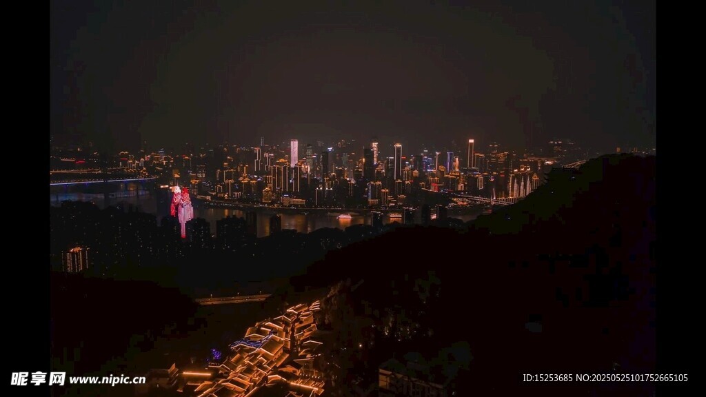 城市夜景俯瞰绚丽灯光
