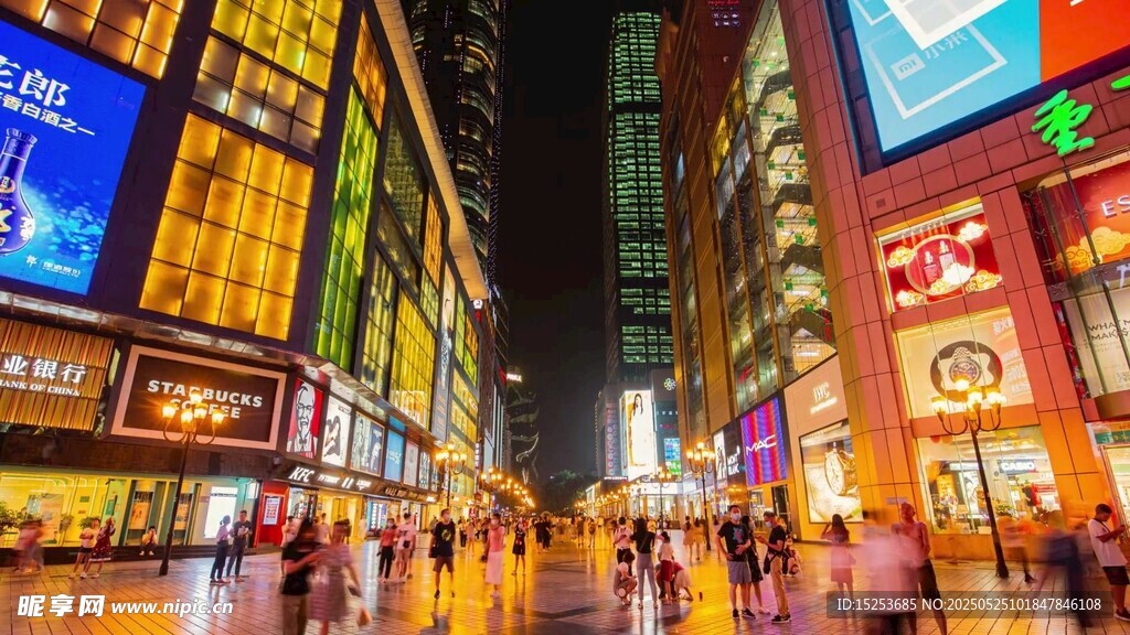 繁华都市夜景商业街
