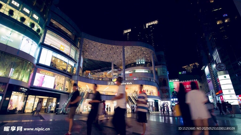 繁华都市夜晚街头景象