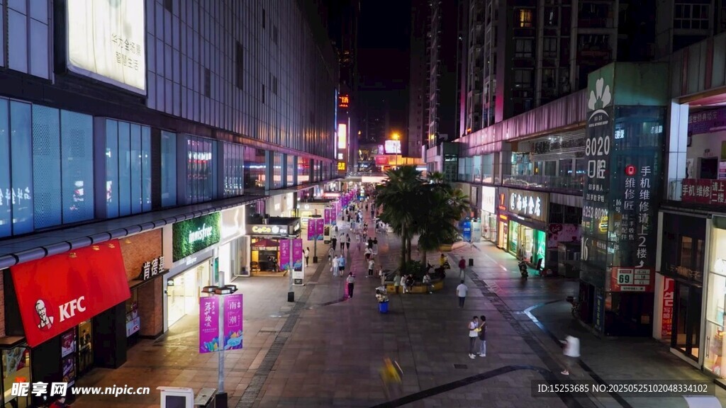 繁华都市商业街夜景