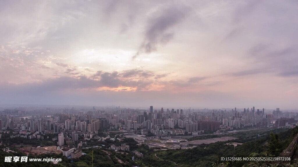 城市黄昏全景风光