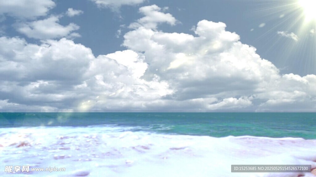 海边美景 蓝天白云海浪