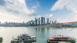 城市滨水风光与船只景观