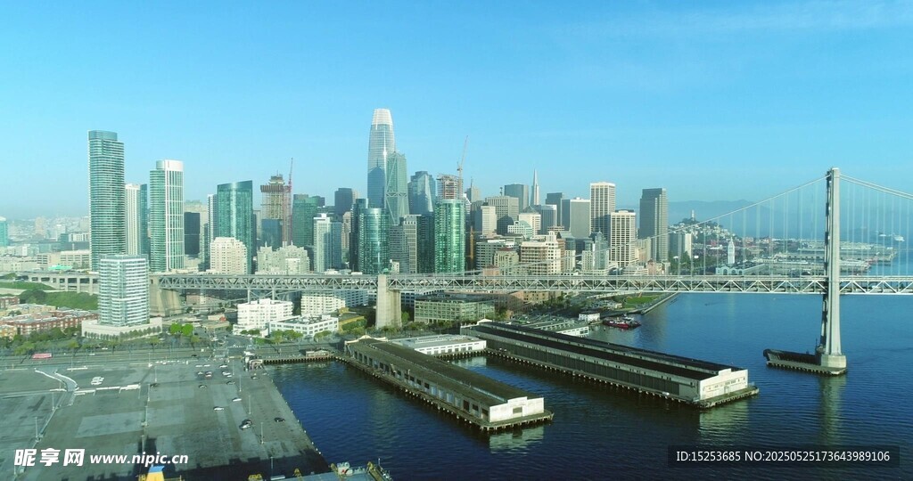 城市海港全景风光