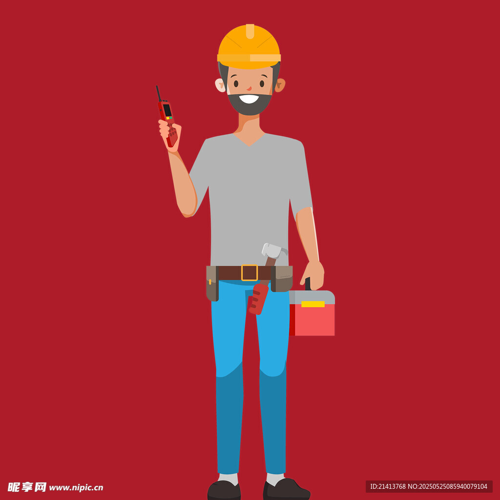 手持工具的建筑工人形象