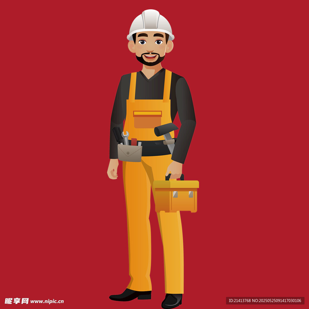 手持工具箱的建筑工人