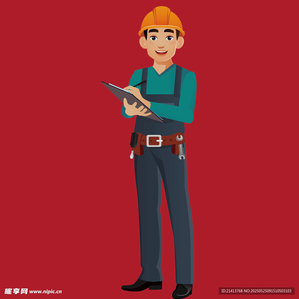 手持工具的男性工人形象