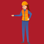 女建筑工人指引示意