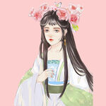 古风汉服少女手持书卷
