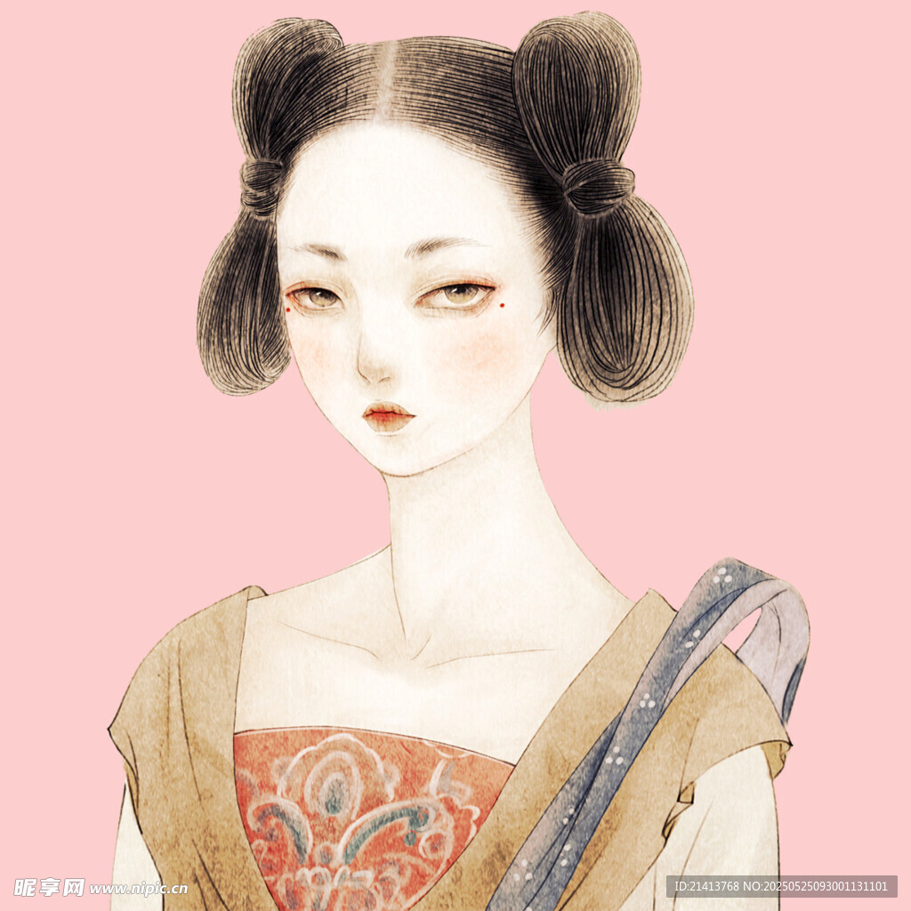 古风双髻女子优雅形象