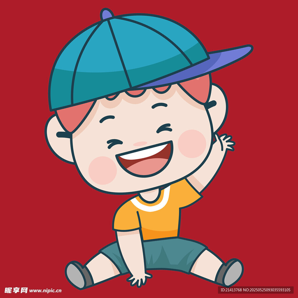 快乐小男孩坐着打招呼