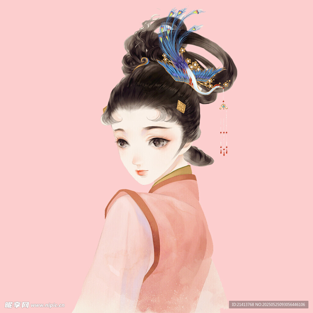 古风佳人发髻精致华美
