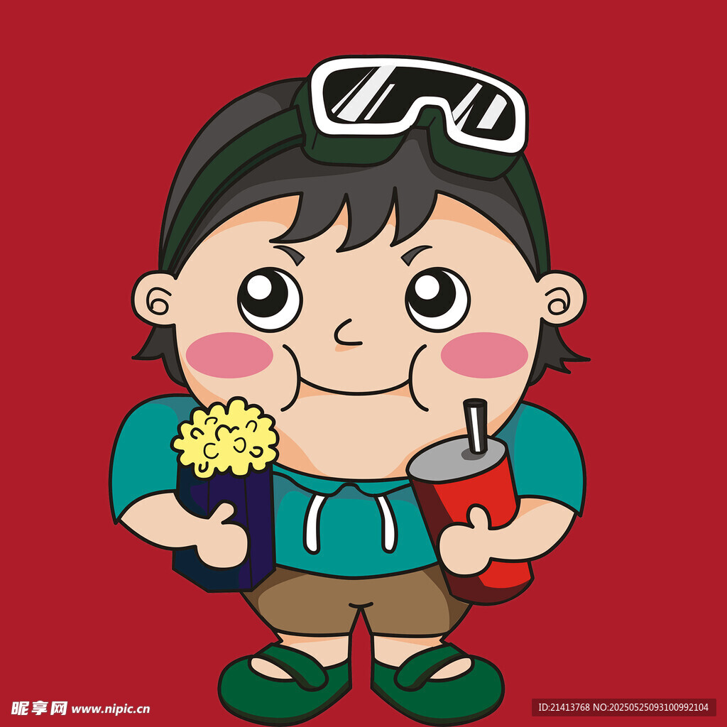 戴墨镜的可爱零食男孩
