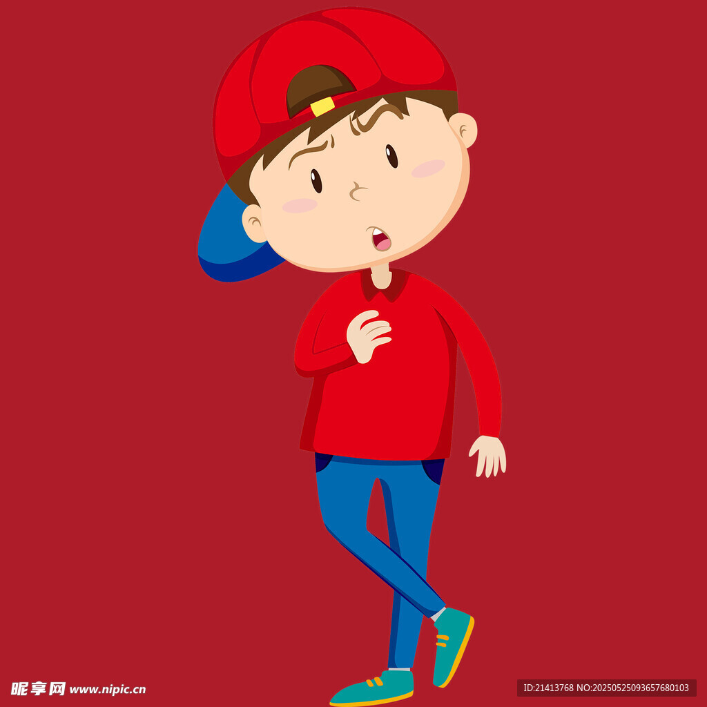 红衣男孩俏皮姿态