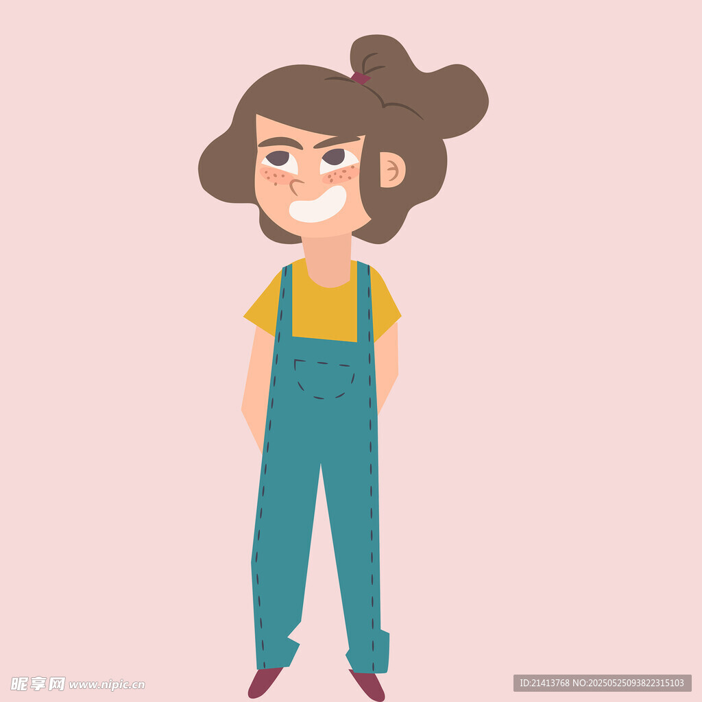 生气的背带裤女孩