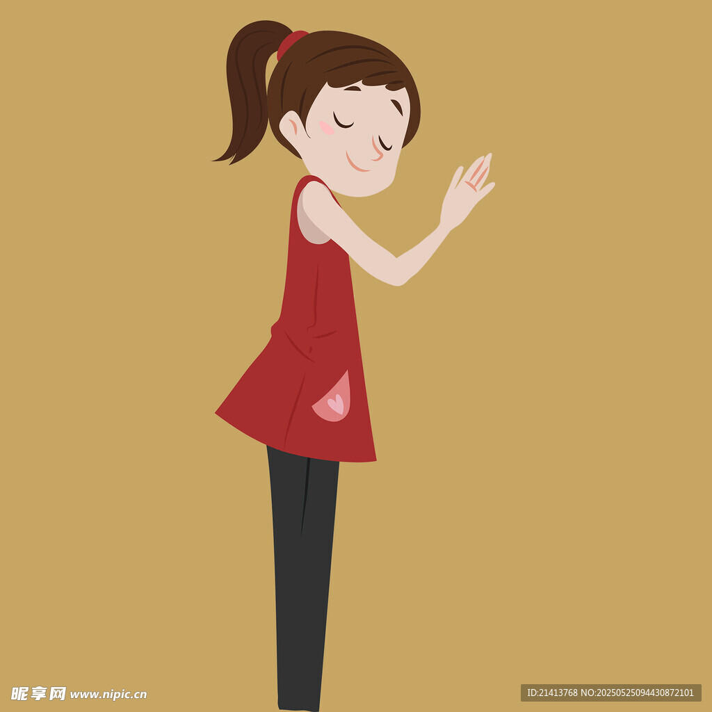 红衣女孩双手合十祈祷