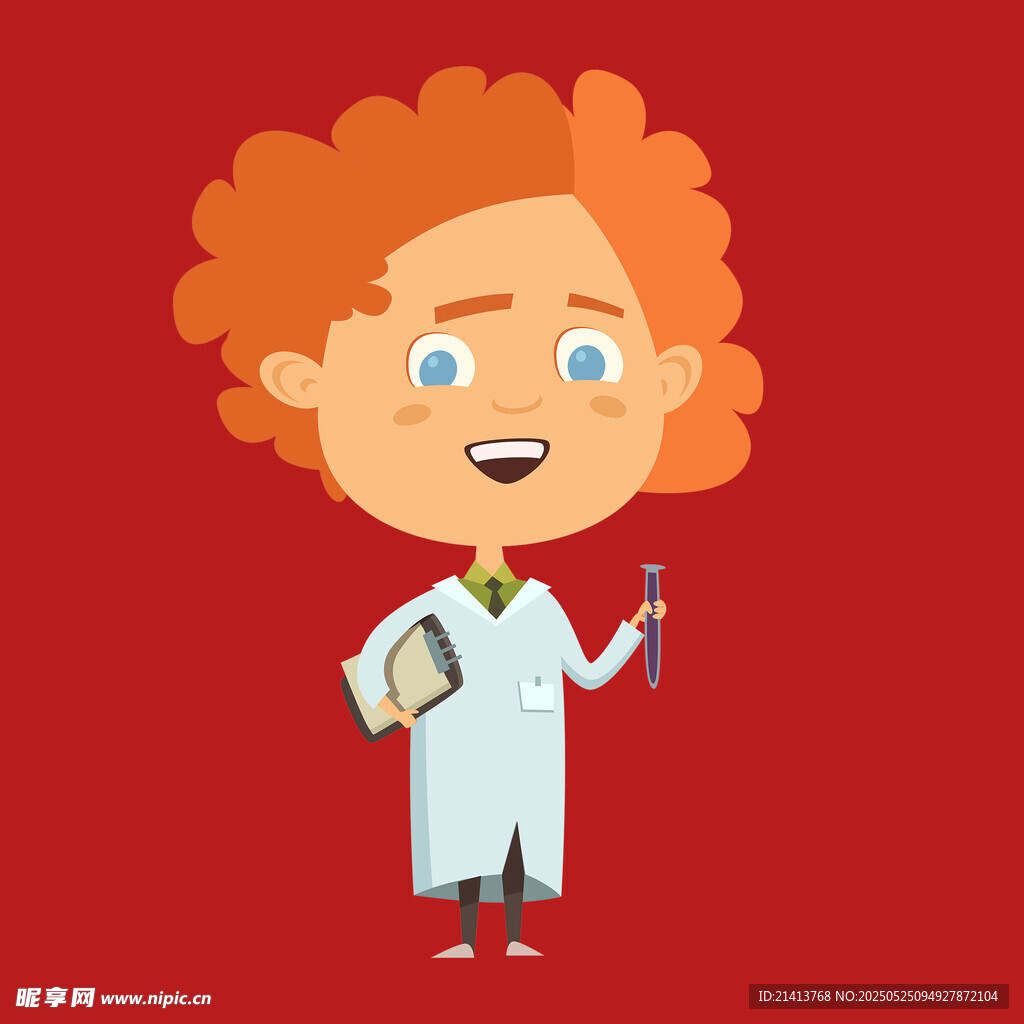 可爱女科学家手持试管