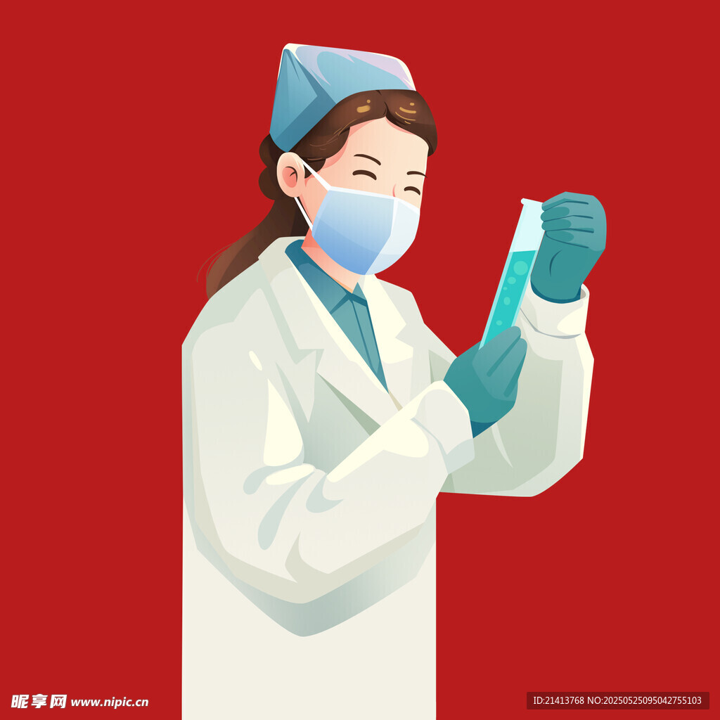 女医护人员手持试管