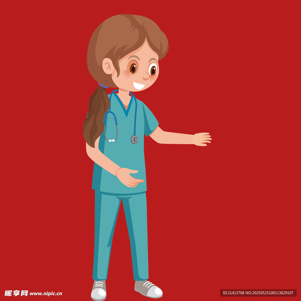 可爱女医护人员伸手示意