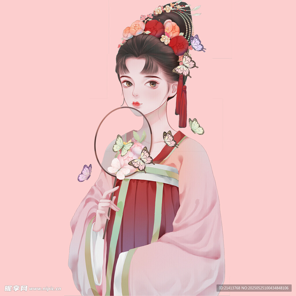 古风佳人持扇展古典美