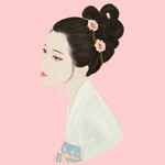 古风女子发髻造型插画
