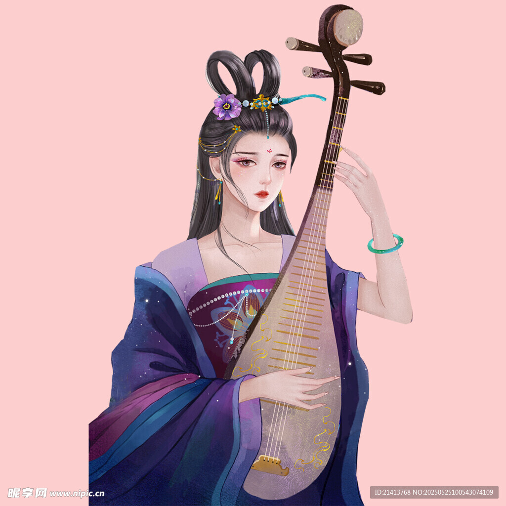 古风女子优雅弹奏琵琶