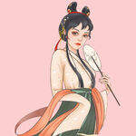 古风汉服女子持扇优雅图
