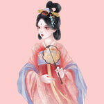 古风汉服女子持扇图