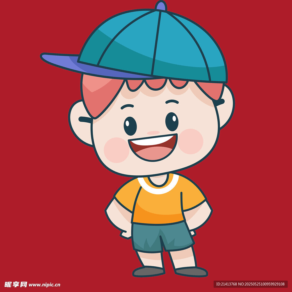 戴帽小男孩的俏皮形象