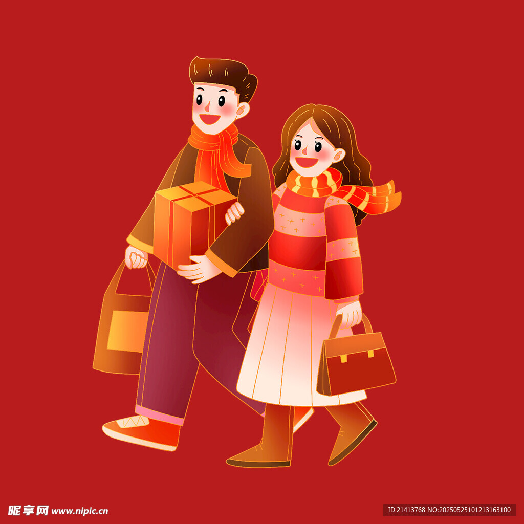 情侣欢乐购物满载而归