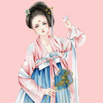 古风汉服女子手持花枝