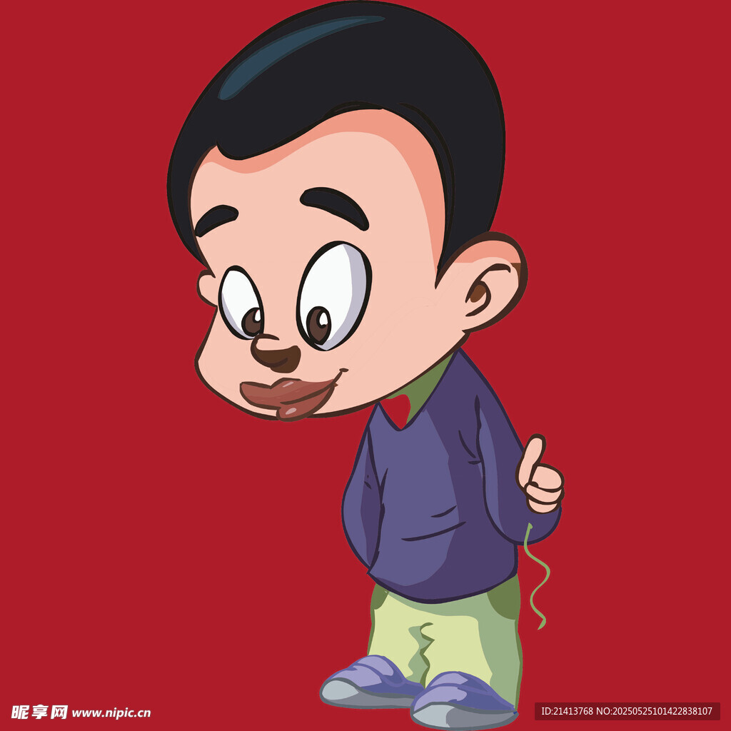 调皮小男孩背手站立
