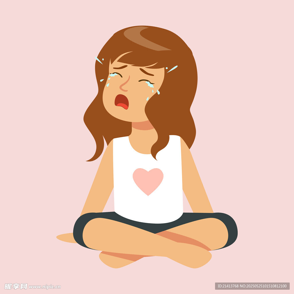 女孩盘腿冥想放松时刻