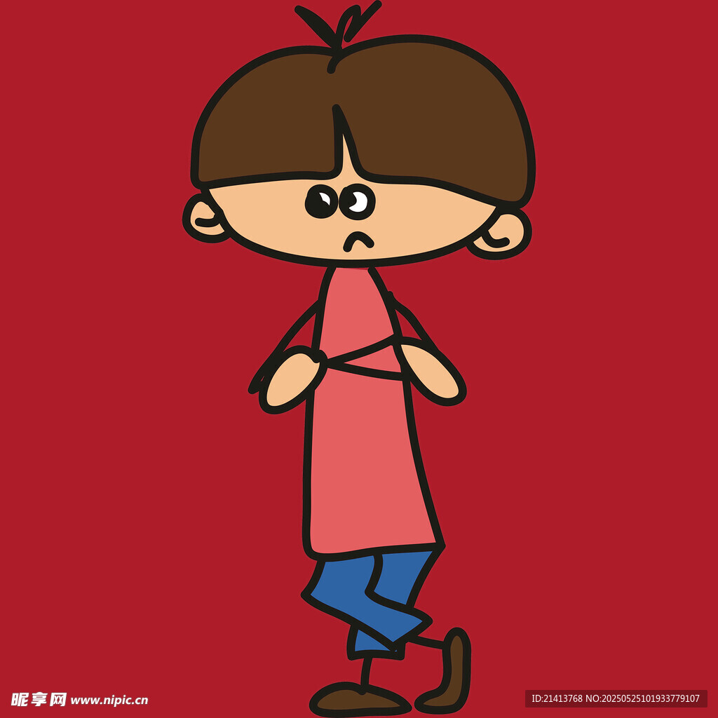 红衣男孩双手合十站立