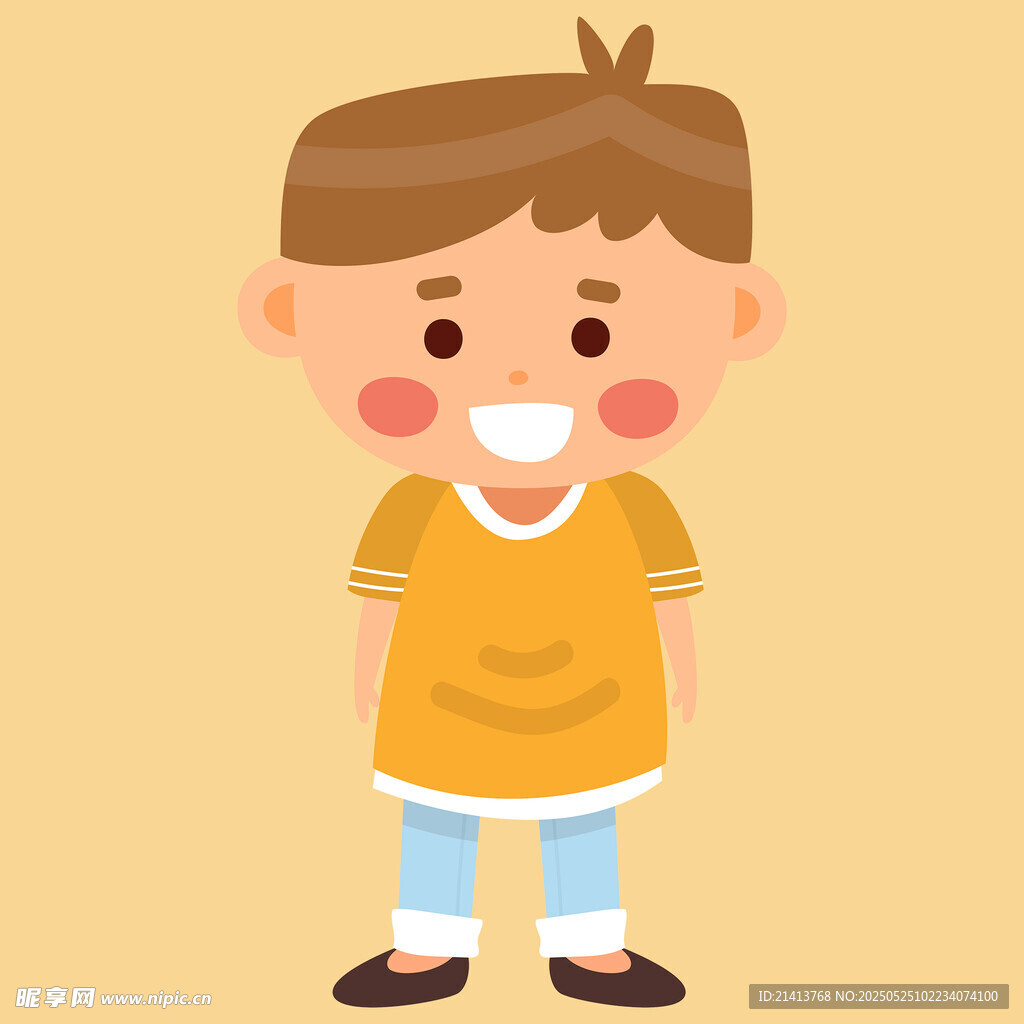 穿黄衣的可爱小男孩