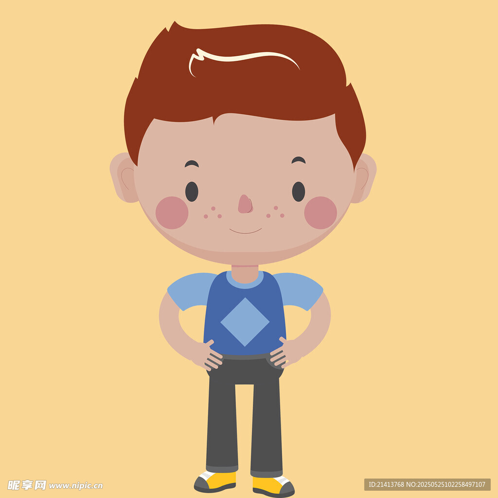 可爱小男孩双手叉腰形象