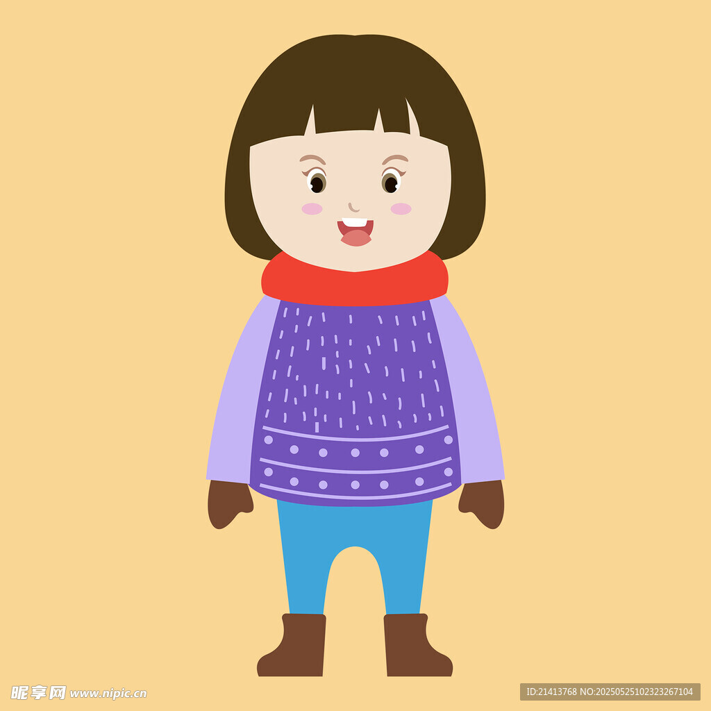穿冬装的可爱小女孩